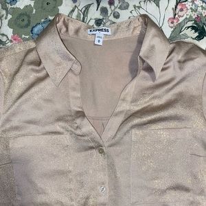 Metallic Gold Button Up Blouse